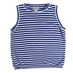 Vintage Honors Blue White Striped Sweater Vest Womens Small Cotton Made in USA